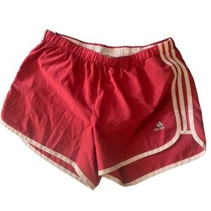 Adidas red womens running double later shorts Medium